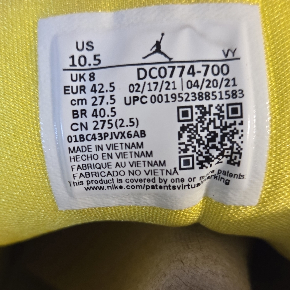 Nike Air Jordan 1 Low Yellow Strike White Pollen Wmns US Size 10.5 Mens US Sz 9 - Picture 6 of 8